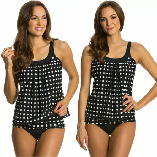 Women Polka Dot Tankini Bikini Set Swimsuit Swimwear Bathing Suit Beach Swimsuit