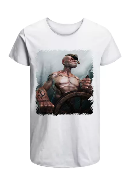 T-Shirt Popeye Braccio di Ferro Uomo Abbigliamento 100% Cotone Taglia da S a XXL