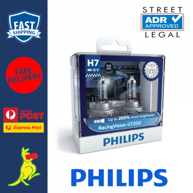 Philips Racing Vision GT200 H7 Head Light Globe Plus 200% Performance H7 12V