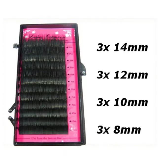 Individual False Eyelashes MIXED SIZE BOX Fake Lash Extensions Semi Permanent