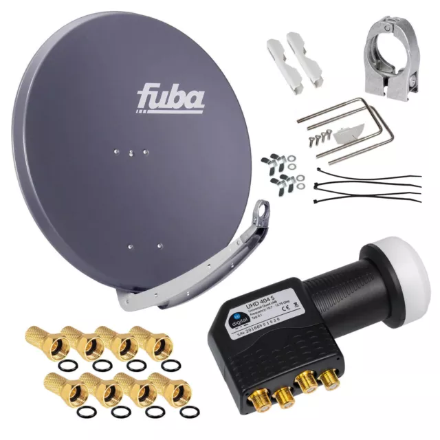 FUBA DAA 850 Alu SAT Antenne Spiegel 85cm Schüssel HD + Premium 4K Quad HB LNB