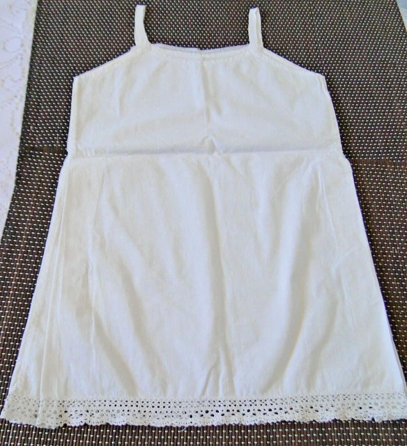 Ancien Fond De Robe Fillette – Linge Vintage Début XXe Coton Blanc