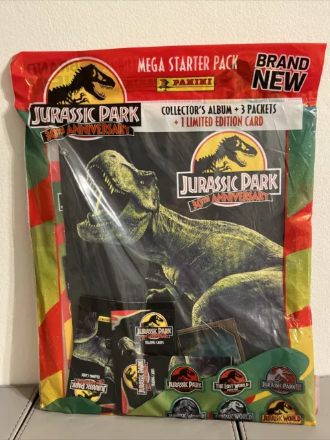 Jurassic Park Mega Starter Pack Panini Collectors Album + 3 Packets + LE Card