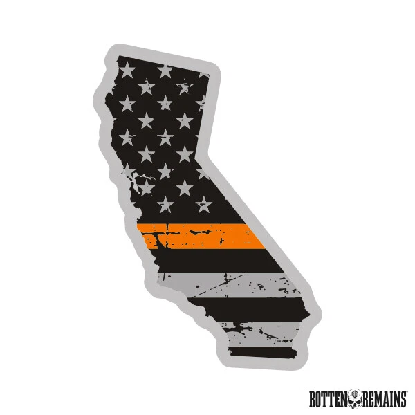 California State Thin Orange Line Decal CA USA Subdued Flag Vinyl Sticker e7m
