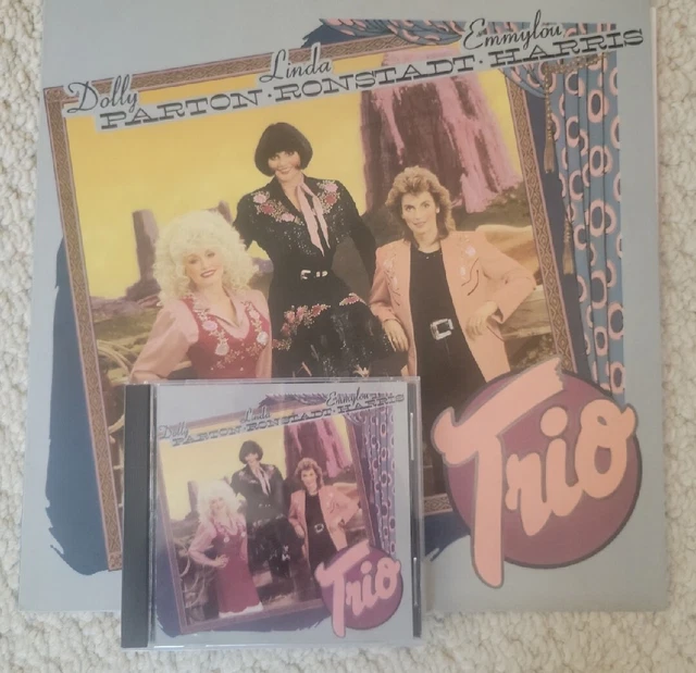 EMMYLOU HARRIS DOLLY PARTON RONSTADT TRIO LP 1987 US Warner Includes CD
