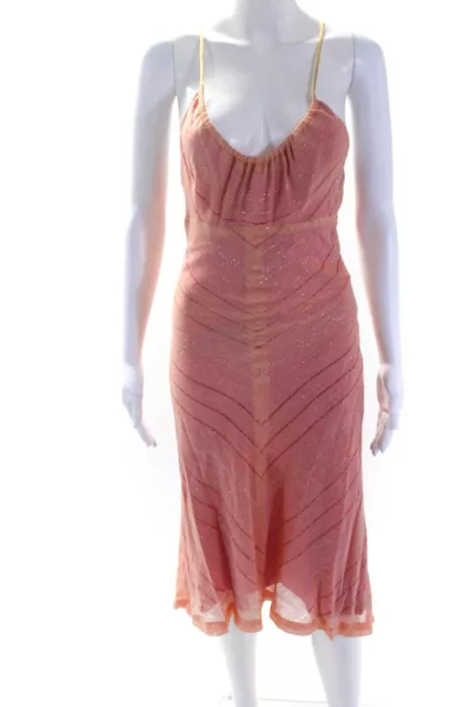 Christopher Totman Women's Sleeveless Halter Neck Midi Dress Pink Size 0