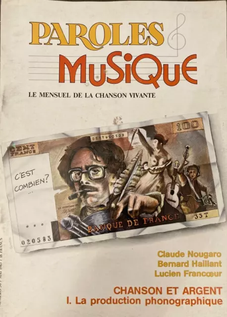 Magazine Paroles et Musique n°30, dossier chanson et argent, Claude Nougaro