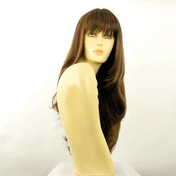 Perruque Femme Mi-longue - Couleur Chocolat Méché Cuivré - Modèle FANIE 627C - Synthétique - Neuf Avec étiquettes