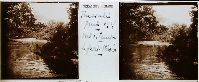 Greece Thessaly River Stereo Verascope 1 25/32x4 7/32in Plate Glass Plus 1917