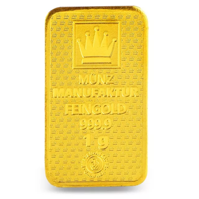 1g Gold-Barren Gold-Plättchen 999.9 Feingold LBMA Zertifiziert Echtheitsgarantie 2