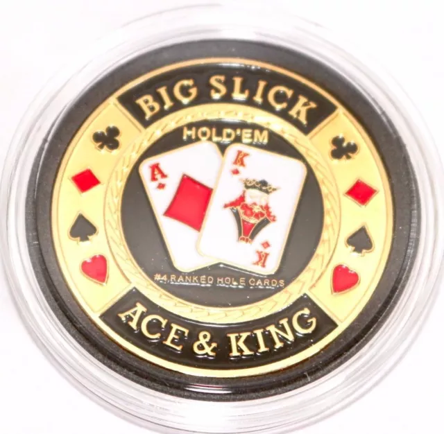 Big Slick Ace & King Hold'em Poker Coin Chip Card Guard Protector Cover New