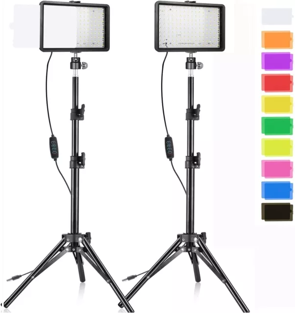 2 Pack LED Video Light Kit, SEDGEWIN Dimmable USB Photography Lighting Kit 7000K