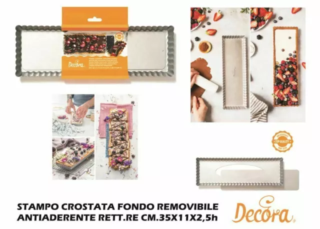 Decora Stampo Crostata Teglia Cm.35X11X2,5H Fondo Removibile Antiaderente Forno