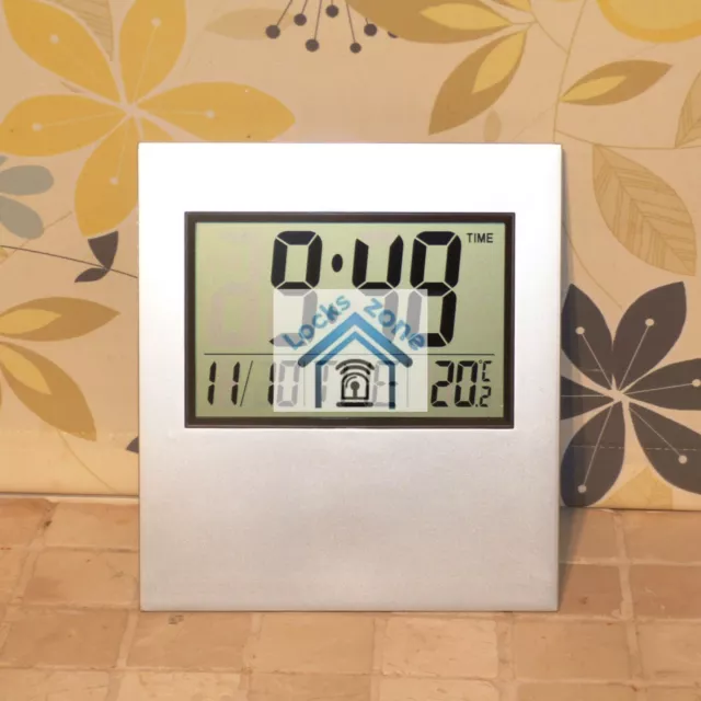 10 grandes horloges numériques en argent Kenko calendrier horaire température bureau mur