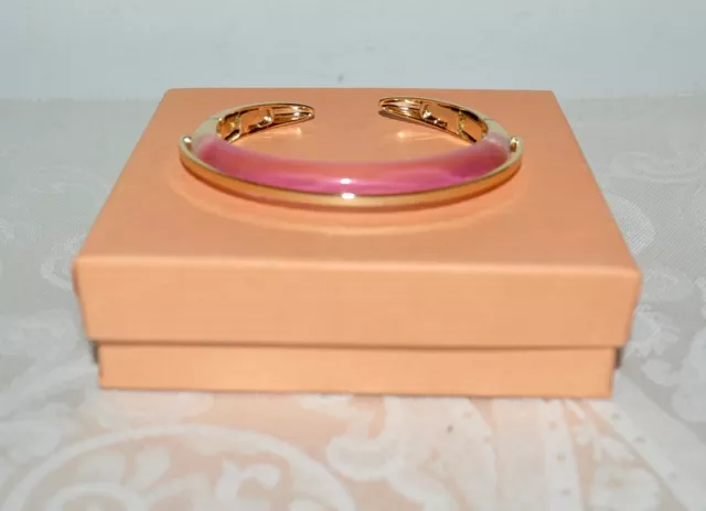 NWT $245 Alexis Bittar Lucite Orbital Flip Closure Bangle Peach Mango