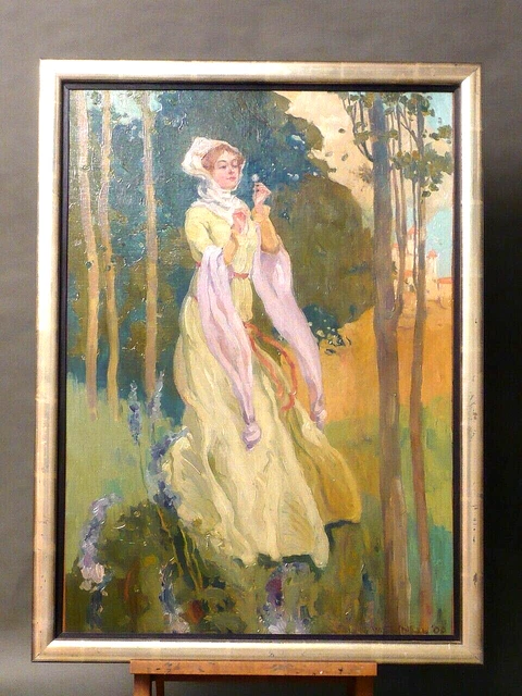 Ritratto donna stile Liberty olio su tela 1908