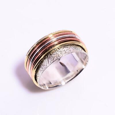 Statement Ring Meditation Ring Spinner Ring 925 Sterling Silver Ring Three Tone