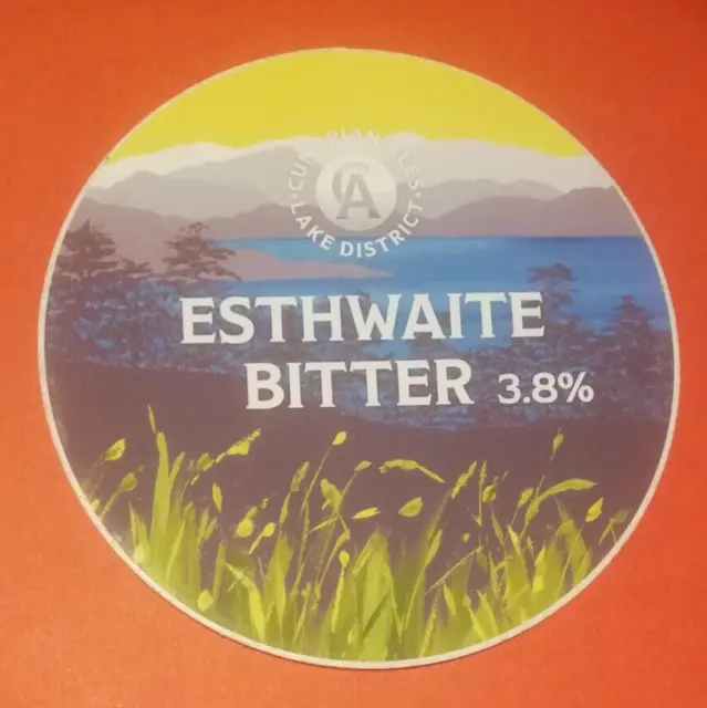CUMBRIAN ALES brewery ESTHWAITE BITTER real ale beer pump clip badge front