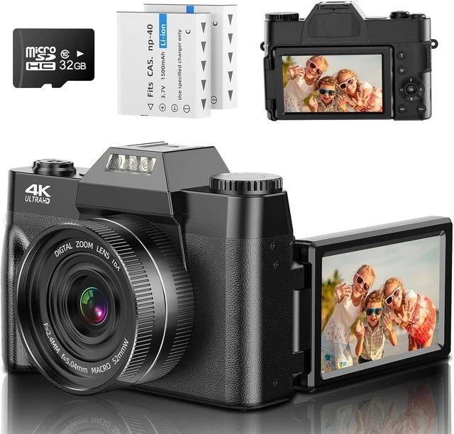 Fotocamera digitale 5K per fotografia, fotocamera Vlogging da 72 MP per YouTube con schermo da 2