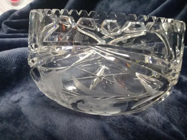 Vintage American Brilliant Small Cut Glass Saw Cut Small Round Bowl 3