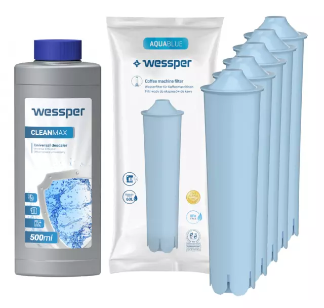 5x filtres Wessper, remplacement Jura Blue, et détartrant 500 ml