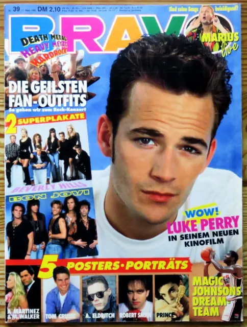 Bravo 39/92 Titelfoto:Luke Perry, Poster:Robert Smith +Tom Cruise +MAGIC Johnson