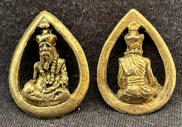 Figure Figurine Brass Amulet Buddhism Buddha Bonze Thailand b169