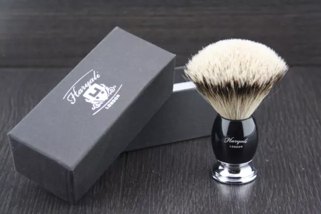 Shaving Brush 100% Silver Tip Badger Hair Brush Black Brass handle, gift for men