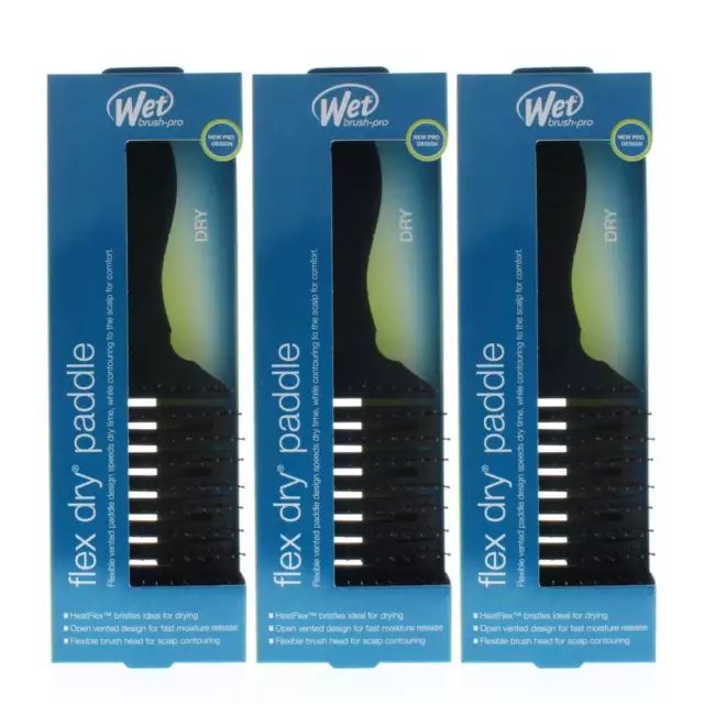 Wet Brush Pro Flex Dry Paddle Black Model# BWP831FLEXBKP (3 Pack)