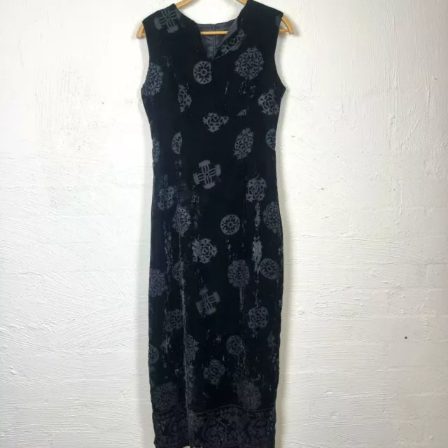 HOWARD SHOWERS Womens Maxi Dress Size 10 Black Burnout Velvet Sleeveless