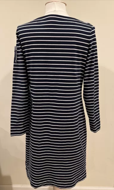 Lauren Ralph Lauren Women’s Ponte Knit Shirt Dress Navy Blue Striped Size L 3