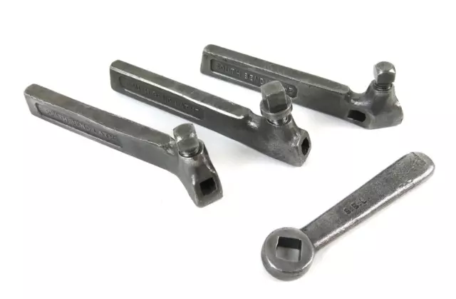 Rare South Bend Lathe Tool Holder Set Left Right Straight + Wrench CE847