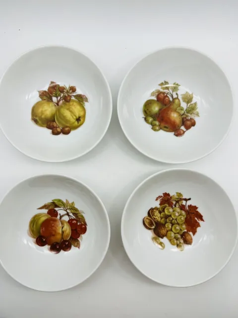 Kaiser AK porcelain Set Of 4 Bowls Fruit Dessert Fruit Motif Western Germany 5” 2