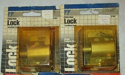 Lot of 2 Wright Patio Sliding Door Auxillary Locks with keys V104