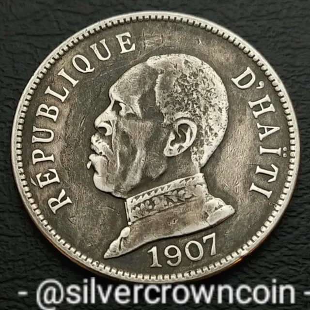 Haiti 50 Centimes 1907 (w). KM#56. Half Dollar coin. Palm Tree. P.D. Alexis.