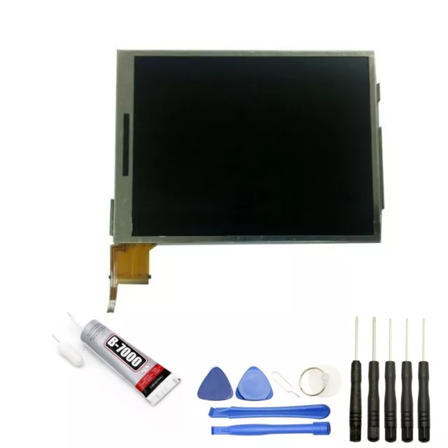 Ecran Lcd Bas Inferieur Pour Nintendo 3Ds Xl Noir+ Outils + Colle