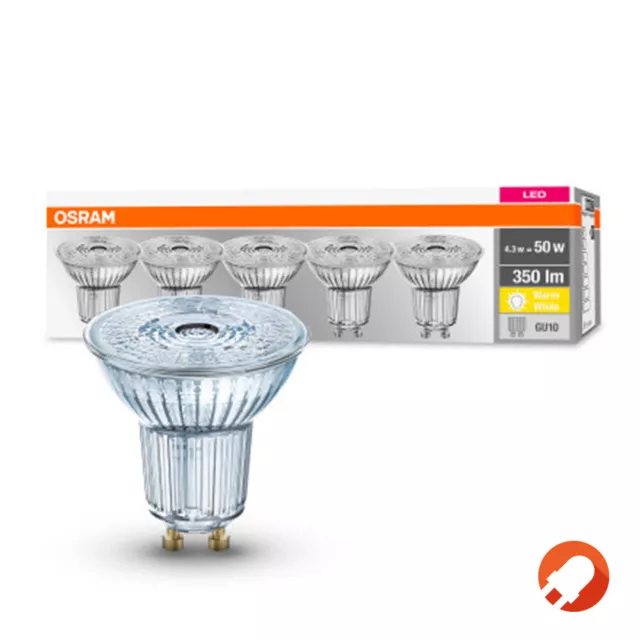 5er-PACK OSRAM LED BASE PAR16 Glas GU10 Strahler 4.3W=50W 36° 2700K Germany