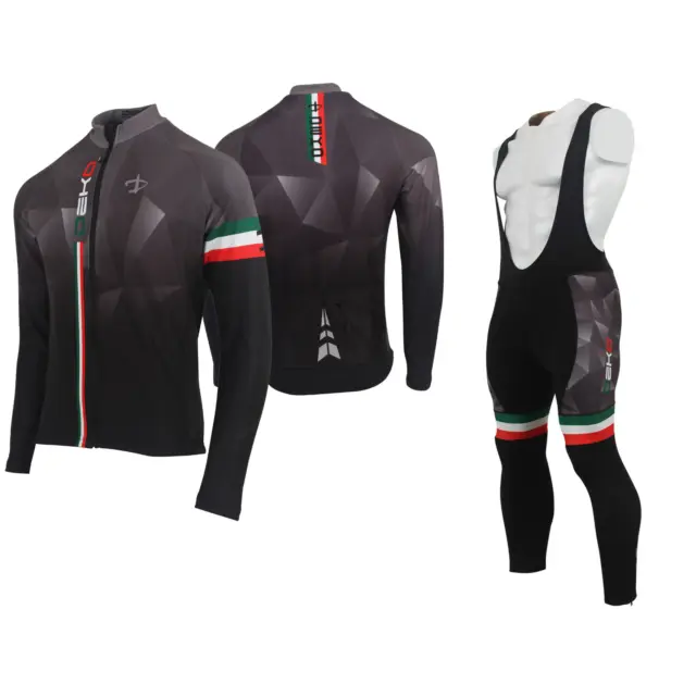 Completo ciclismo Invernale  Alta qualità TRICOLORE  divisa Cyclling Felpata