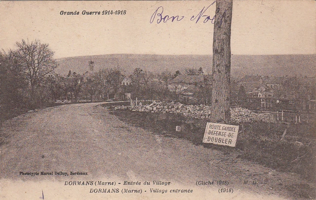 CPA GUERRE 14-18 WW1 MARNE DORMANS entrée du village