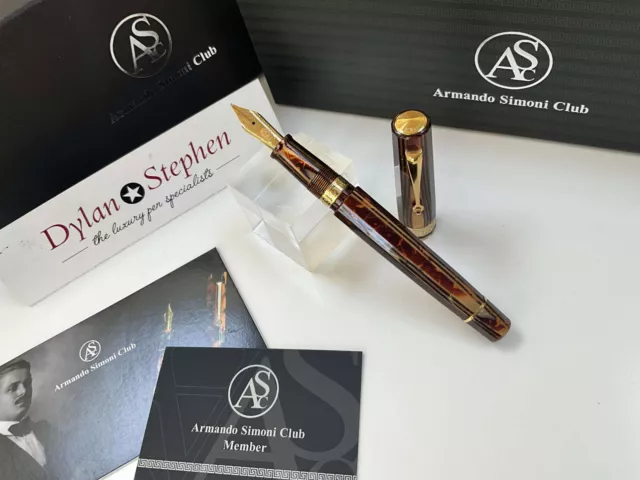 ASC Armando Simono Club Arco celluloid fountain pen 18K Broad stub nib