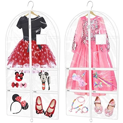 SDAWIN 40'' Clear Kids Dance Costume Garment Bags for Dancers with 6 pockets ...