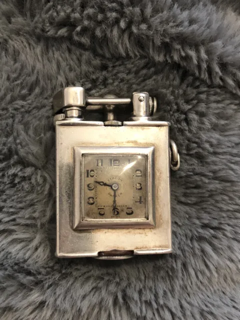 Solid Silver Parker Beacon Clock Lighter Dunhill Hallmark Working