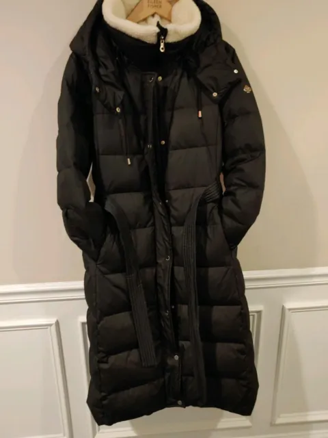 Kate Spade NY Duck Down Belted Hooded 45in Maxi Puffer Coat Black Size L ~NWT