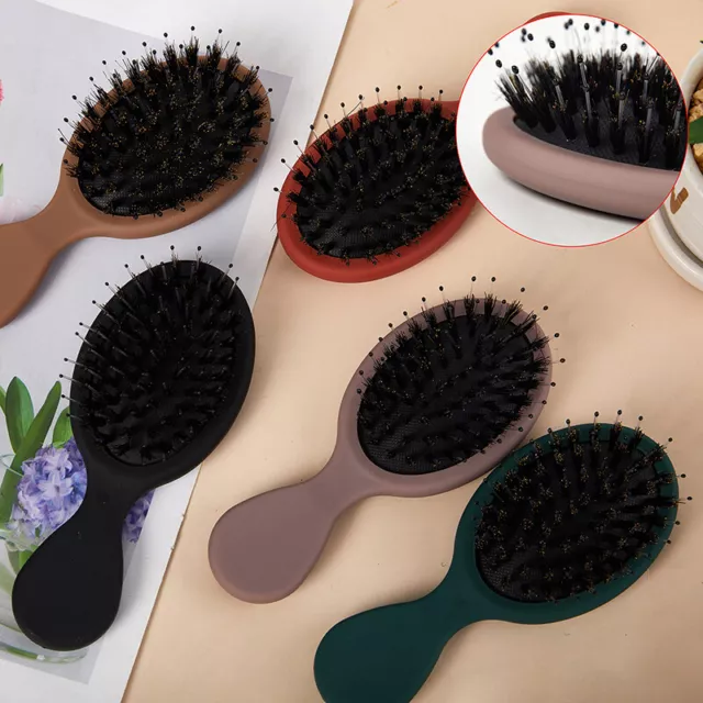 1Pcs Natural Boar Bristle Oval Hair Brush Comb Head Scalp Massage Comb ❤TH