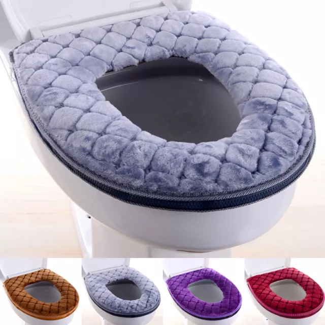 Bathroom Toilet Seat Washable Soft Warmer Mat Cover Pad Cushion Cover Warm Acc