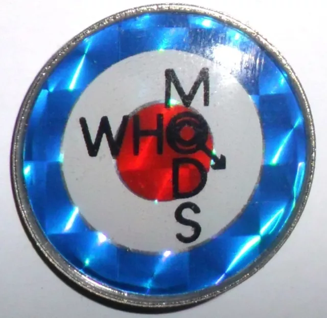 WHO MODS TARGET vintage crystal prismatic enamel badge  mods, vespa, lambretta