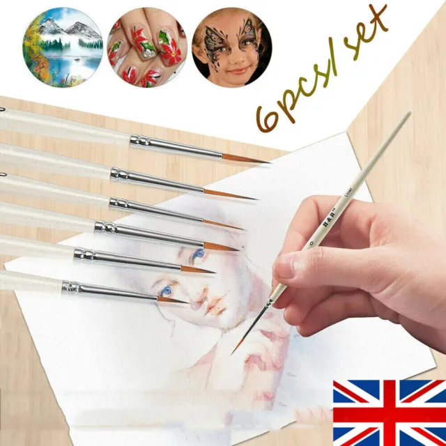 6Pcs Detail Paint Brush Set Miniature Art Brushes for Fine Detailing Craft UK