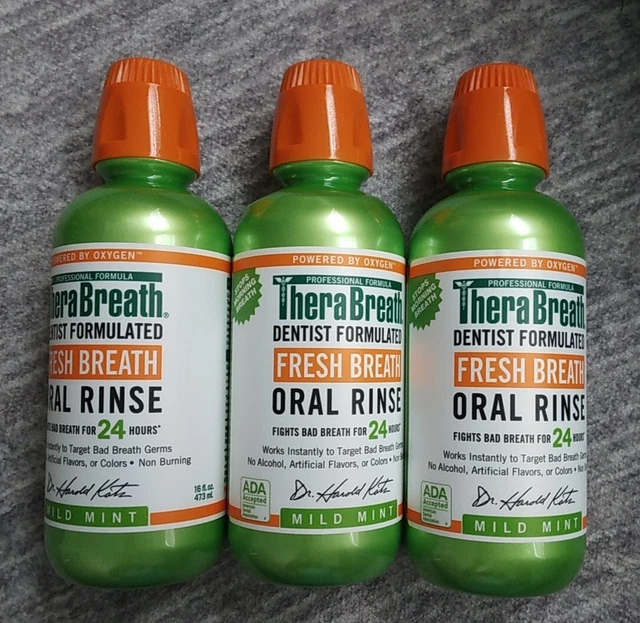 3 PACK SPECIAL TheraBreath Fresh Breath Oral Rinse 16 oz Ea Mild Mint EXP 2024 3 PACK SPECIAL TheraBreath Fresh Breath Oral Rinse 16 oz Ea Mild Mint EXP 2024