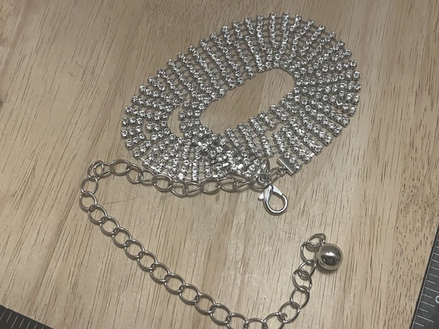 Body Chain Belt Waist Belly Hip 30” Long Bikini Belt Silver tone Rhinestones