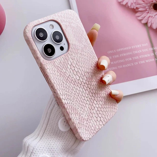 Étui de téléphone souple en silicone de cuir de texture de serpent de luxe...